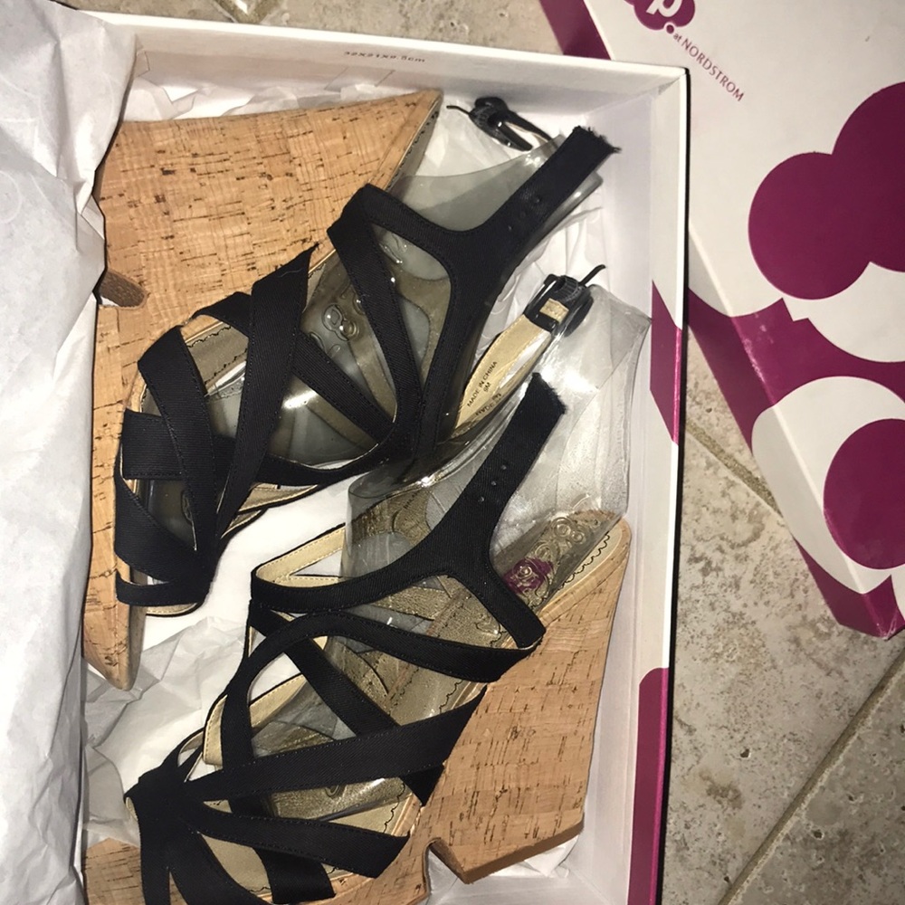 Black suede wedges